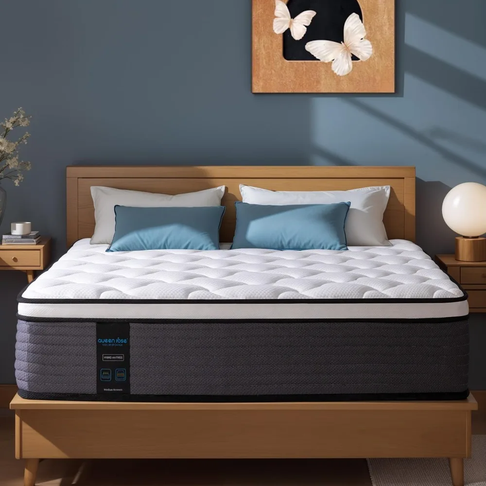 Queen Mattress, 12 Inch Hybrid Mattress in A Box, Gel Memory Foam & Individually Pocket Innerspring Hybrid Bed, Mattress
