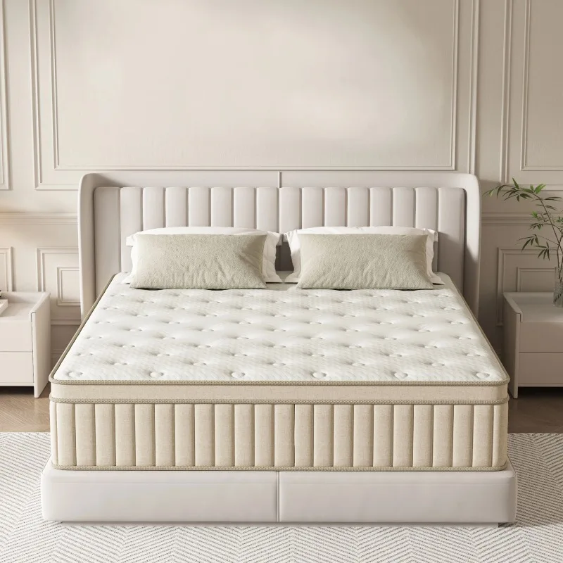 Queen Mattress, 12 Inch Hybrid Gel Memory Foam Mattress with Individually Wrapped Pocket Coils, Medium Firm Support