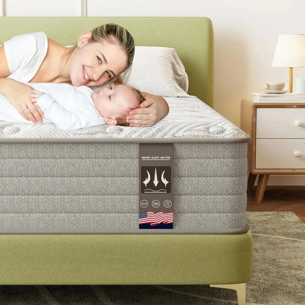 Full Size Mattress 12 Inch , Gel Memory Foam Mattress，Hybrid Full Mattress in A Box Individually Pocket Springs